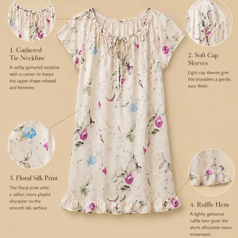100% Mulberry Silk 16Momme Floral Print Women&