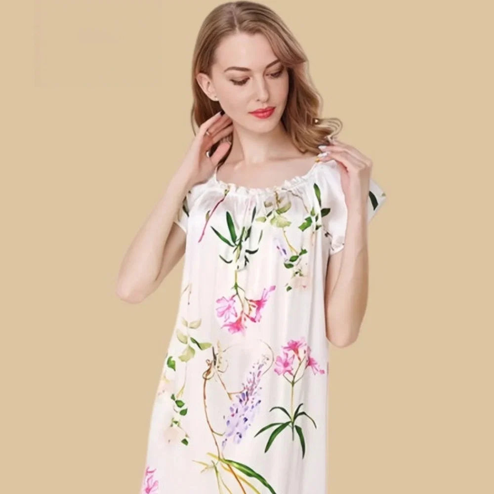 100% Mulberry Silk 16Momme Floral Print Women&
