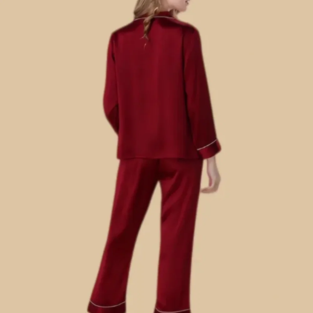 100% Mulberry Silk 16Momme Lapel Collar Long Sleeve Button Up Women&