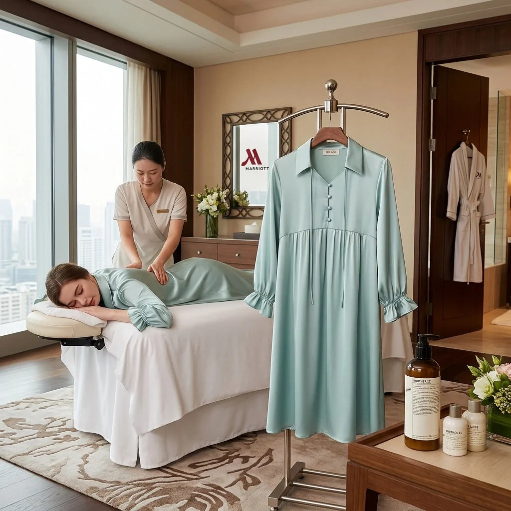 100% Mulberry Silk 16Momme Women Nightshirt with Lantern Sleeves Design