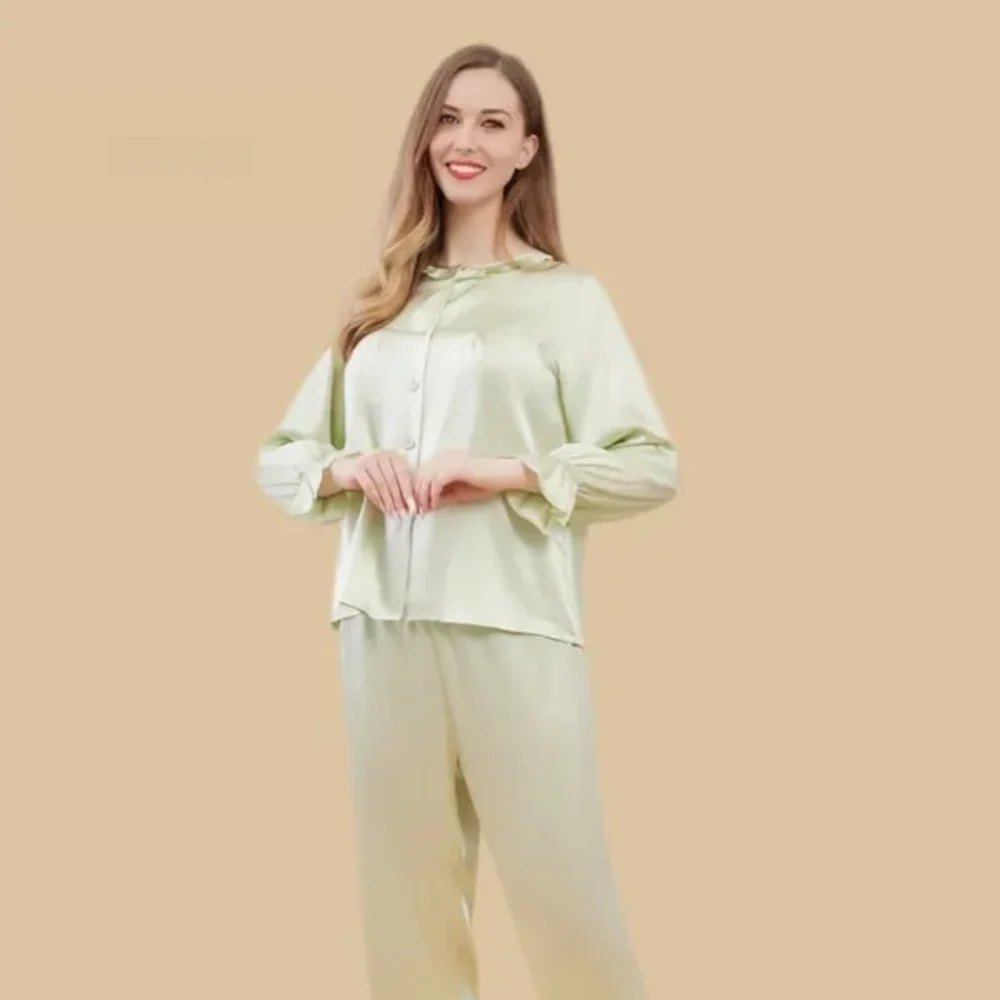 100% Mulberry Silk 19Momme Button Up Women&