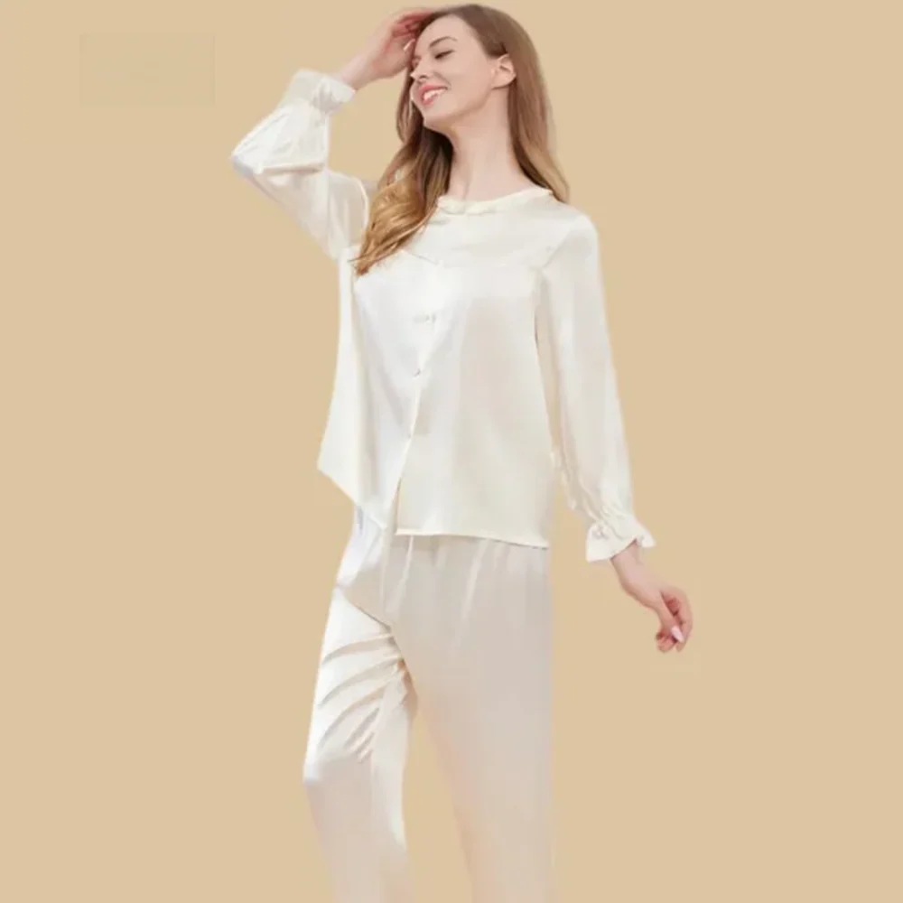 100% Mulberry Silk 19Momme Button Up Women&