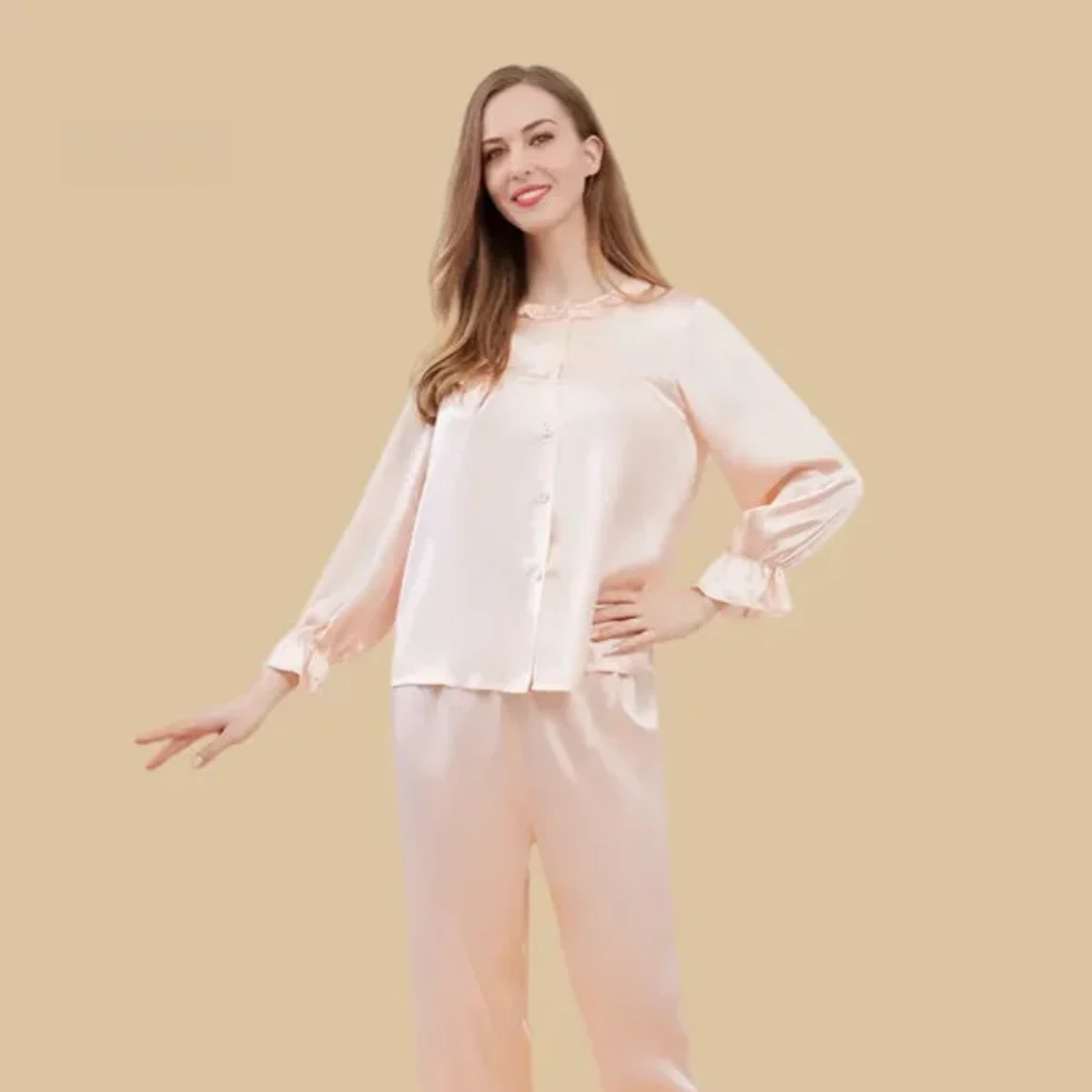 100% Mulberry Silk 19Momme Button Up Women&