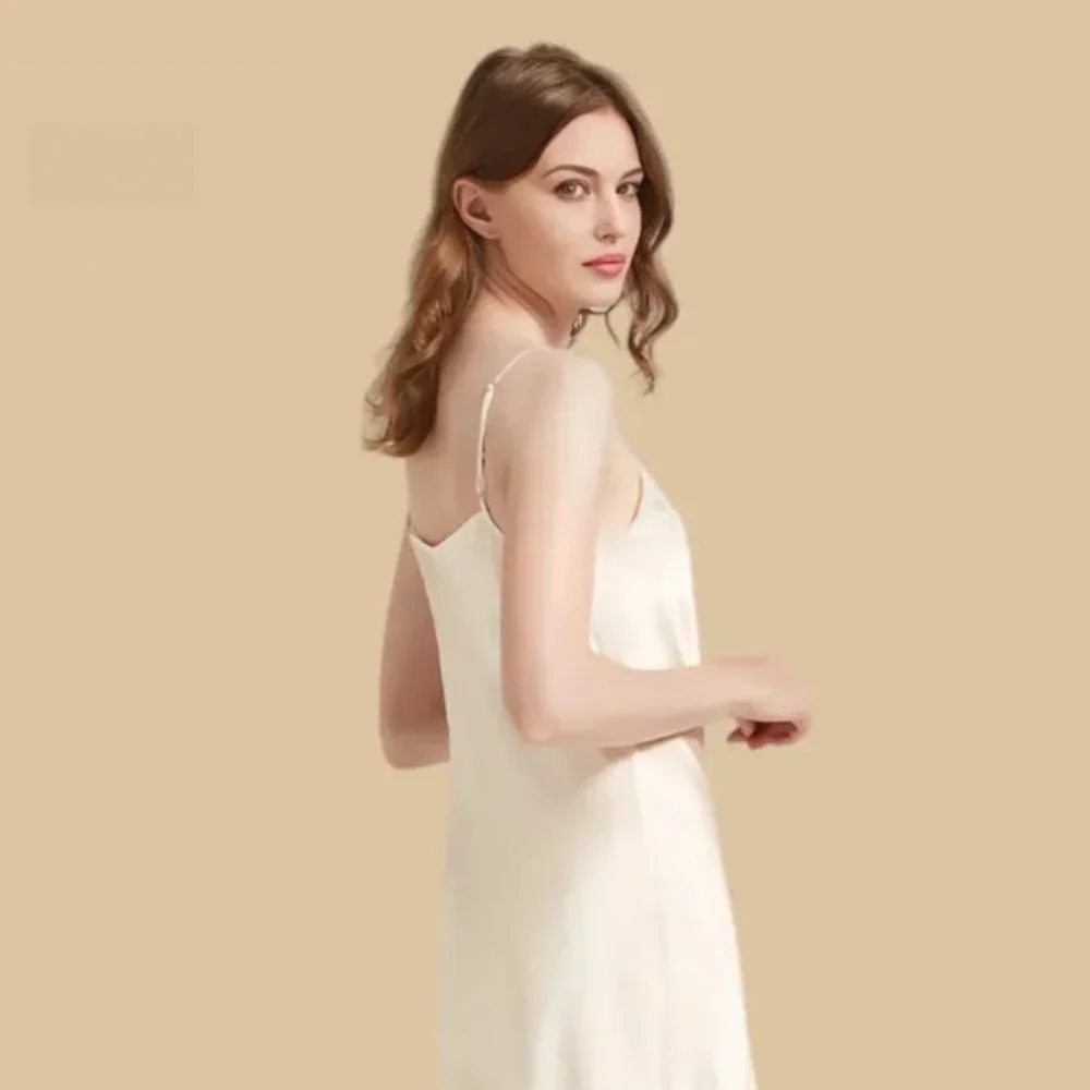 100% Mulberry Silk 19Momme Nightgown & Robe Set with Lace Trim Design