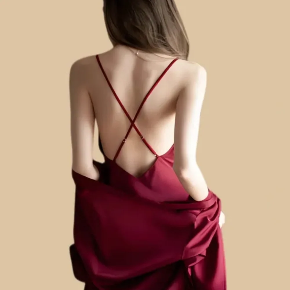 100% Mulberry Silk 19Momme Spaghetti Strap Nightgown & Kimono Robe Set