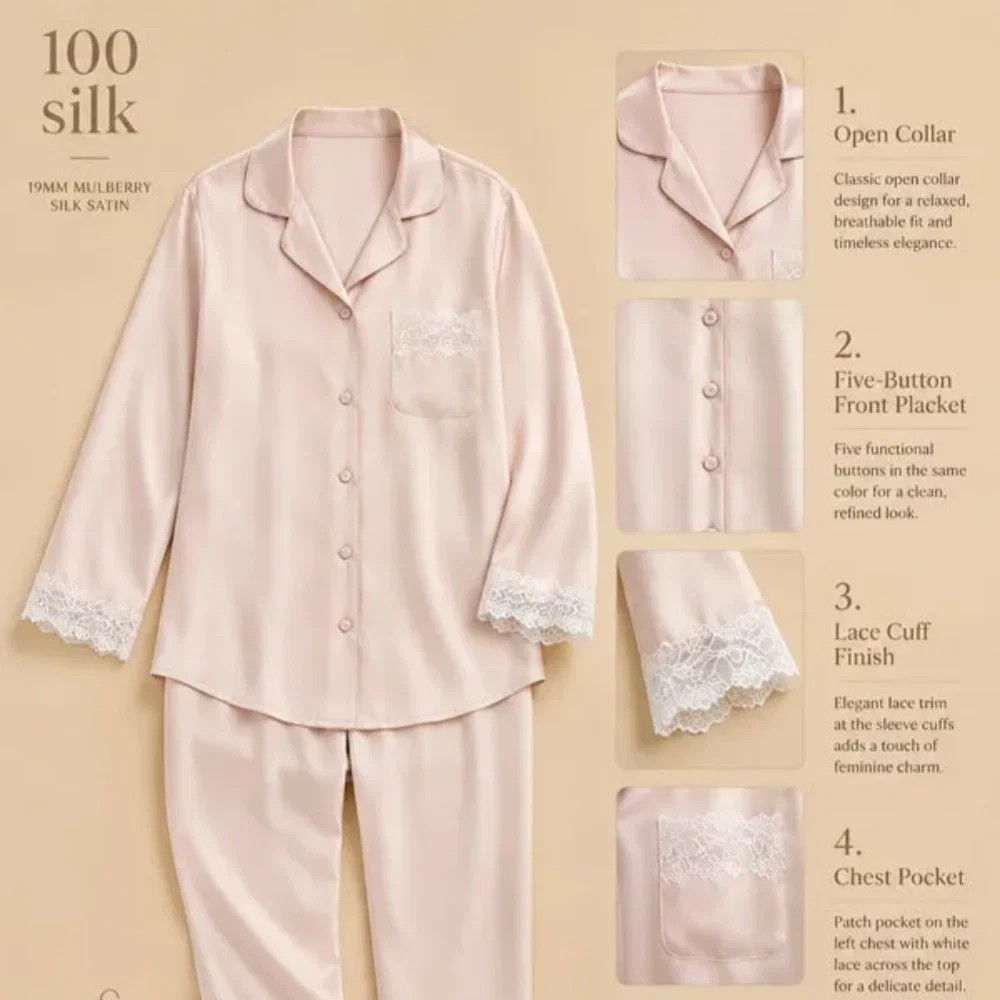 100% Mulberry Silk 19Momme Women&