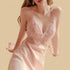 100% Mulberry Silk 16Momme Lace V-neck Spaghetti Strap Mini Nightgown