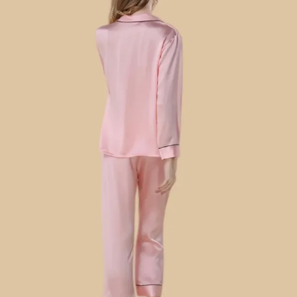 100% Mulberry Silk 16Momme Lapel Collar Long Sleeve Button Up Women&