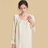 100% Mulberry Silk 16Momme Long Sleeve Short Nightgown with Flare Cuffs and Hem