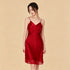 100% Mulberry Silk 16Momme V-Neck Spaghetti Strap Nightgown with Lace Hem