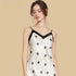 100% Mulberry Silk 16Momme V-Neck Spaghetti Strap Nightgown with Polka Dot Design