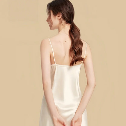100% Mulberry Silk 16Momme V-Neck Spaghetti Strap Short Nightgown