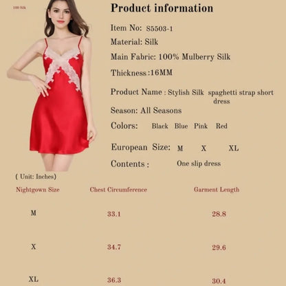 100% Mulberry Silk 16Momme V-neck Spaghetti Strap Women&