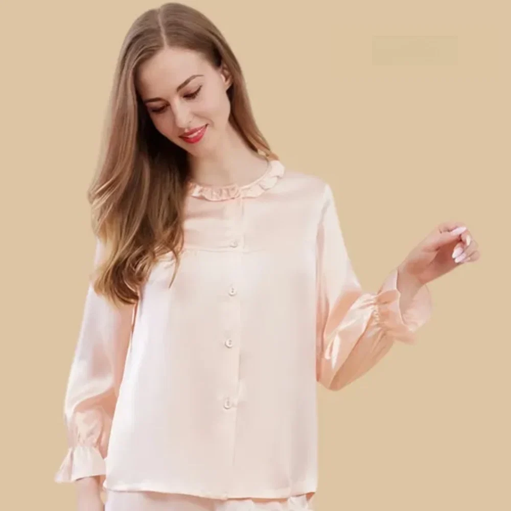 100% Mulberry Silk 19Momme Button Up Women&