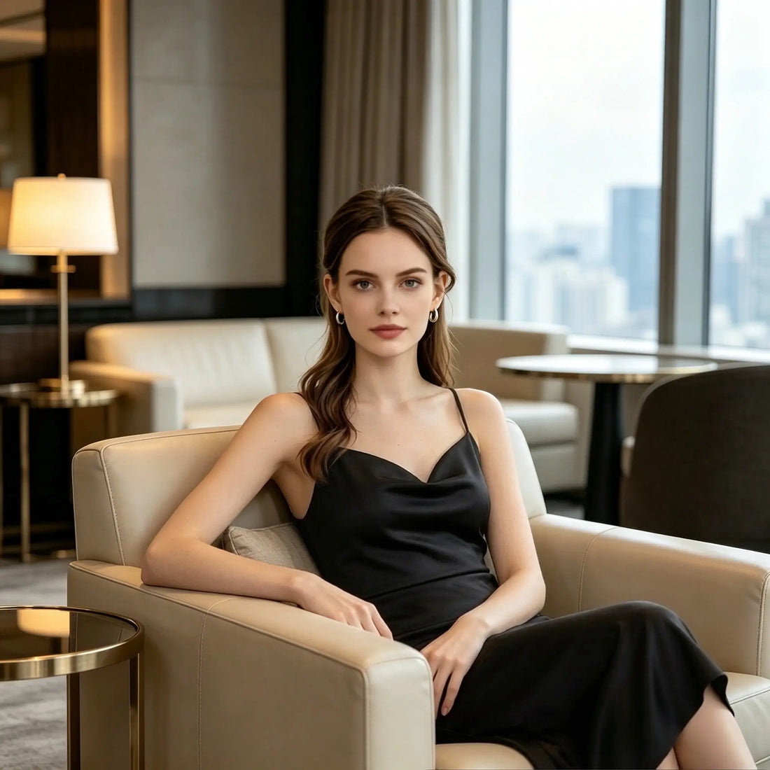 100% Mulberry Silk 19Momme Cowl Neck Spaghetti Strap Midi Nightgown &amp; Kimono Robe Set