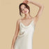 100% Mulberry Silk 19Momme Cowl Neck Spaghetti Strap Short Nightgown