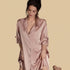 100% Mulberry Silk 19Momme Half Sleeve Button Up Nightshirt with Lace and Bow Design