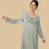 100% Mulberry Silk 19Momme Lace Collar Nightgown with Ruffle Design