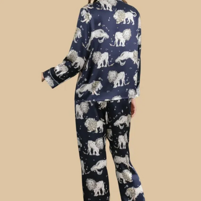 100% Mulberry Silk 19Momme Lion Print Women&