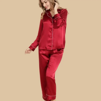 100% Mulberry Silk 19Momme Long Sleeve Button Up Women&