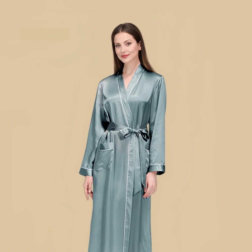 100% Mulberry Silk 19Momme Long Sleeve Midi Women&