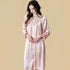 100% Mulberry Silk 19Momme Long Sleeve Off-Shoulder Midi Nightgown with Button Design