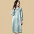 100% Mulberry Silk 19Momme Long Sleeve Off-Shoulder Midi Nightgown with Button Design