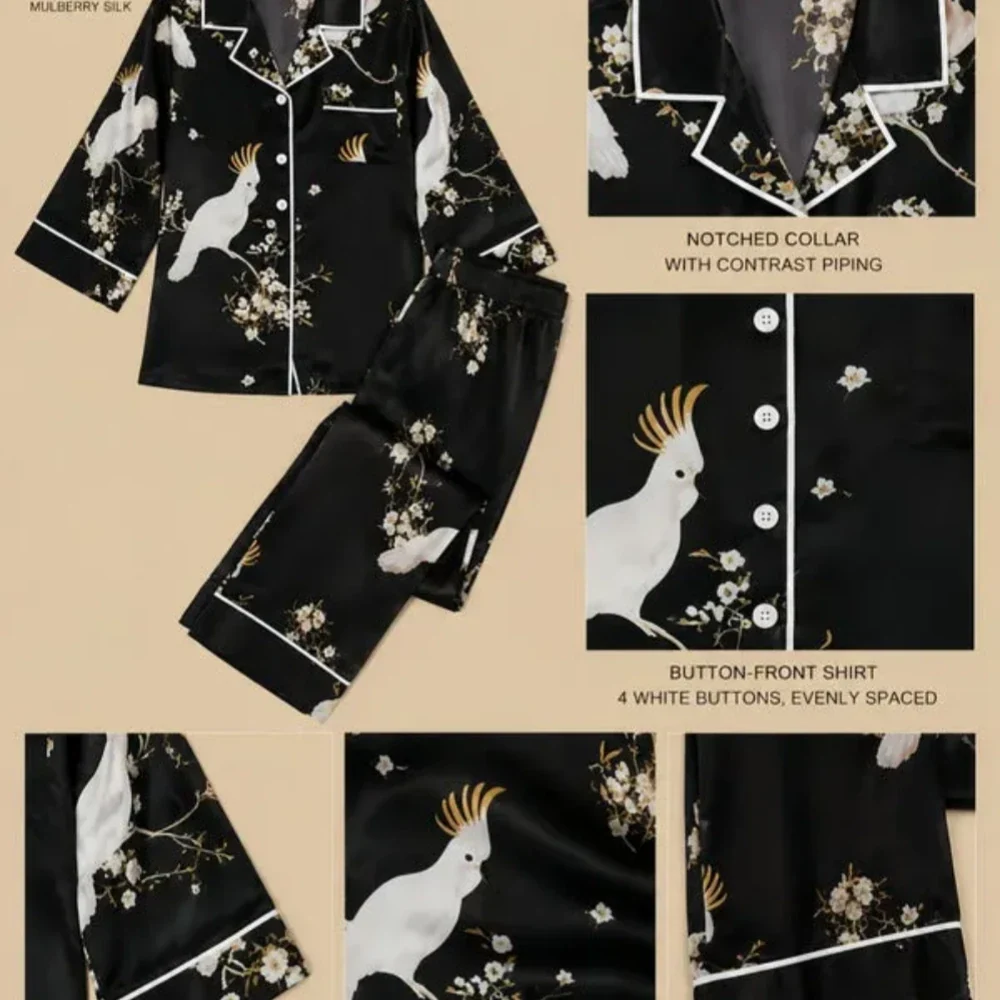 100% Mulberry Silk 19Momme Long Sleeve Women&