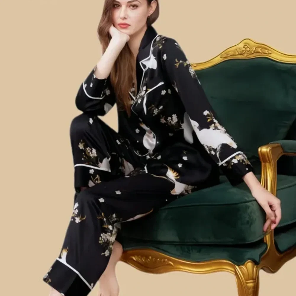 100% Mulberry Silk 19Momme Long Sleeve Women&
