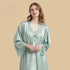 100% Mulberry Silk 19Momme Nightgown & Kimono Robe Set with Lace Design