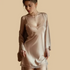 100% Mulberry Silk 19Momme Nightgown & Kimono Robe Set with Lace Trim Design