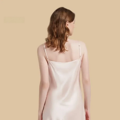 100% Mulberry Silk 19Momme Nightgown &amp; Robe Set with Lace Trim Design