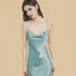 100% Mulberry Silk 19Momme Spaghetti Strap Cowl Neck Mini Nightgown