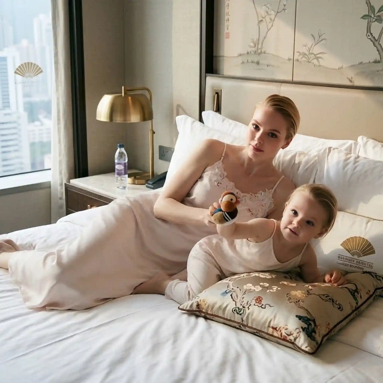 100% Mulberry Silk 19Momme Spaghetti Strap Midi Nightgown with Floral Embroidered V-Neck