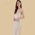 100% Mulberry Silk 19Momme Spaghetti Strap Midi Nightgown with Floral Embroidered V-Neck