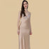 100% Mulberry Silk 19Momme Spaghetti Strap Midi Nightgown with Floral Embroidered V-Neck