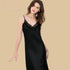 100% Mulberry Silk 19Momme Spaghetti Strap Midi Nightgown with Lace Trim V-neck and Side Slit