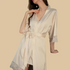100% Mulberry Silk 19Momme Spaghetti Strap Nightgown & Kimono Robe Set with Lace Trim Design