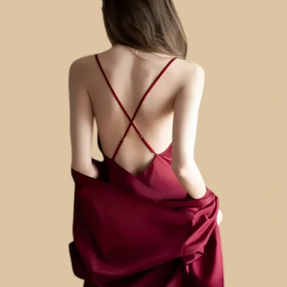 100% Mulberry Silk 19Momme Spaghetti Strap Nightgown &amp; Kimono Robe Set