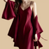 100% Mulberry Silk 19Momme Spaghetti Strap Nightgown & Kimono Robe Set