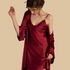 100% Mulberry Silk 19Momme Spaghetti Strap V-Neck Nightgown & Kimono Robe Set