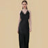 100% Mulberry Silk 19Momme V-Neck Maxi Nightgown with Lace Cross Back Design
