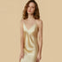 100% Mulberry Silk 19Momme V-Neck Spaghetti Strap Midi Nightgown with Backless Design