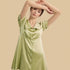 100% Mulberry Silk 19Momme Wide Collar Short Nightgown with Empire Waist