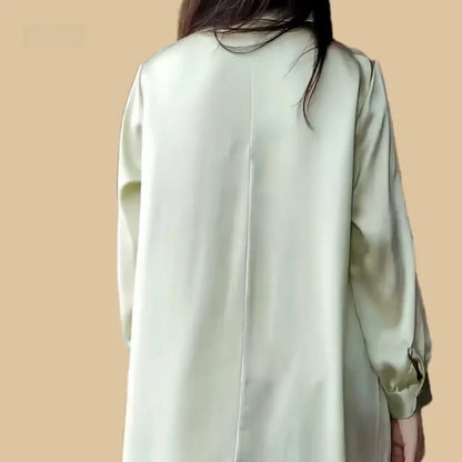 100% Mulberry Silk 19Momme Women Button Up Nightshirt with High-Low Hem