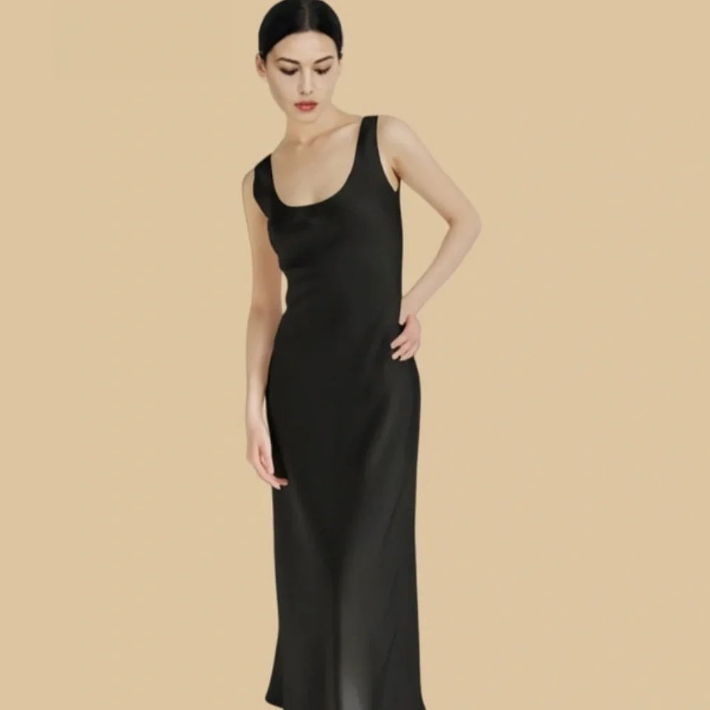 100% Mulberry Silk 22Momme Scoop Neck Sleeveless Maxi Nightgown
