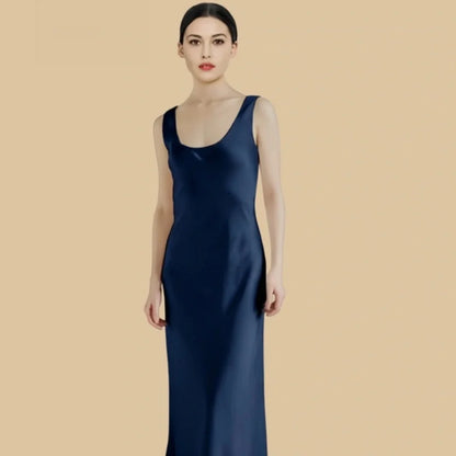 100% Mulberry Silk 22Momme Scoop Neck Sleeveless Maxi Nightgown