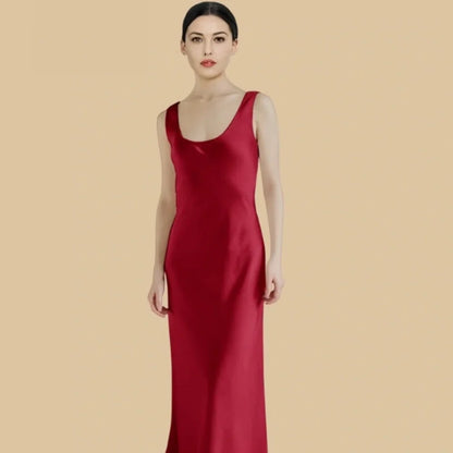 100% Mulberry Silk 22Momme Scoop Neck Sleeveless Maxi Nightgown