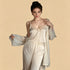 100% Mulberry Silk 19Momme Spaghetti Strap V-neck Camisole Set & Robe with Lace Trim Design